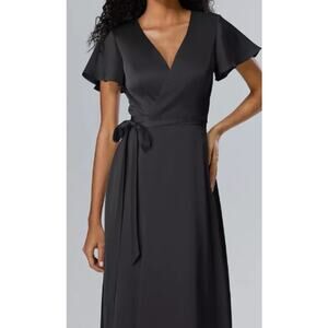 AW BRIDAL SZ 2 XS black Roseanne wrap wedding formal party maxi dress b115